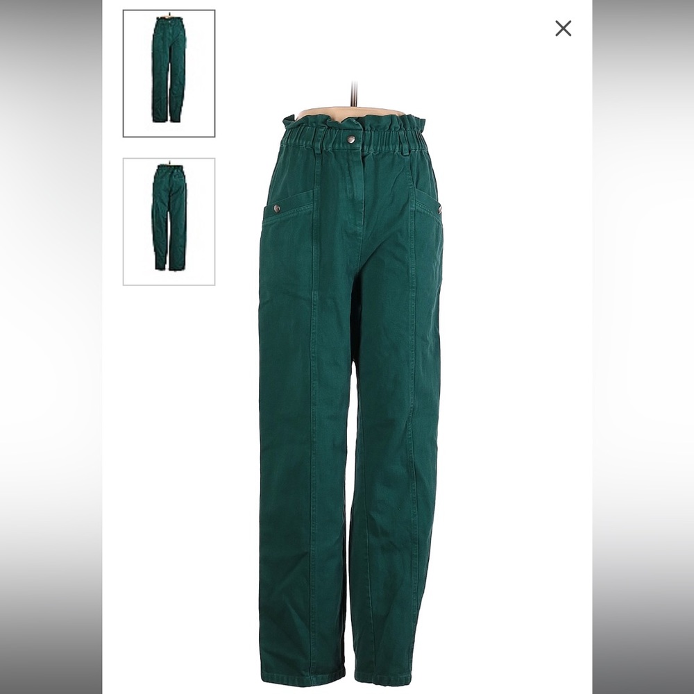 Sea New York dark green idun denim paper bag jeans. Size 8.